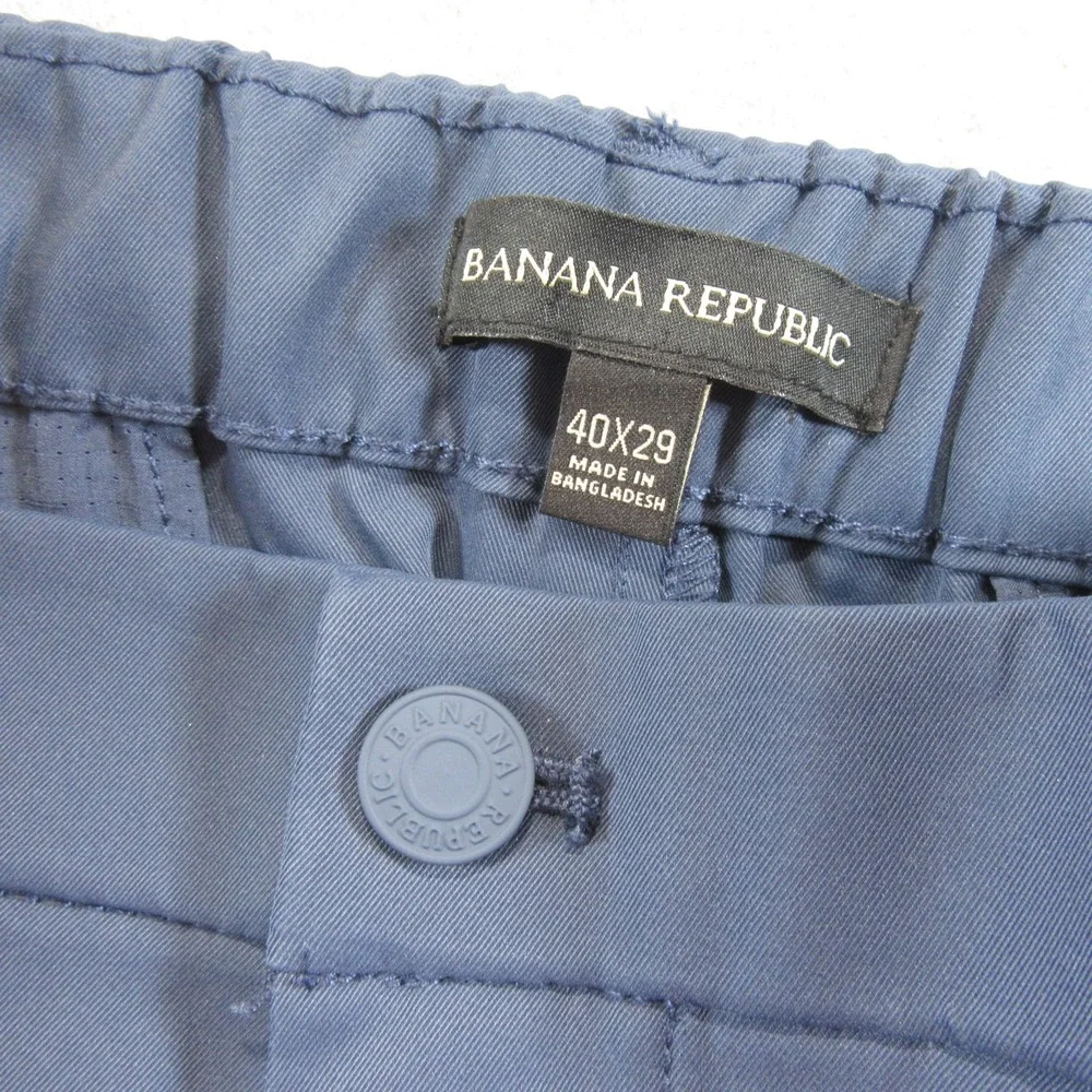 Banana Republic‎ Mens Pants 40x29 Blue Performance Elastic Waist Tapered 1951119
